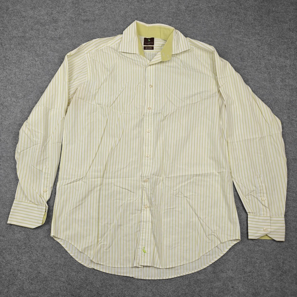 Tailorbyrd Shirt Mens XLT Yellow Stripe 100% Cotton Long Sleeve Button Up Casual